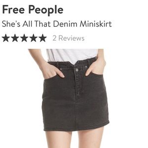 Free people “She’s all that” black denim skirt